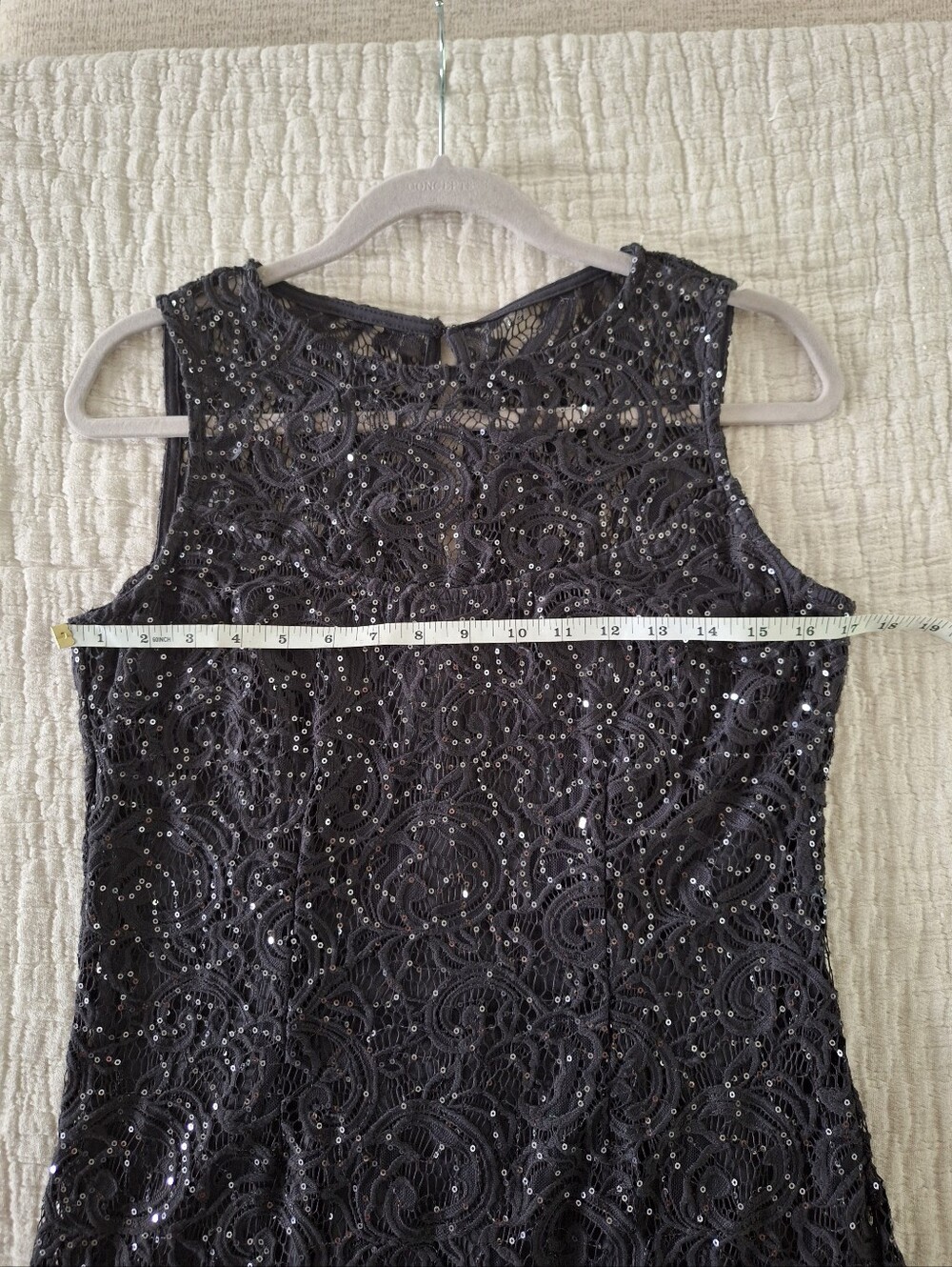 MARINA Black Lace Sequin Maxi Gown - Picture 6 of 9